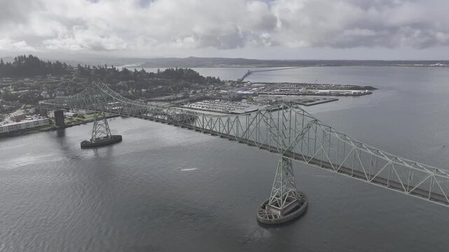 Aerial View Of Landmark Of Astoria-Megler Bridge In Astoria, Oregon,Usa
