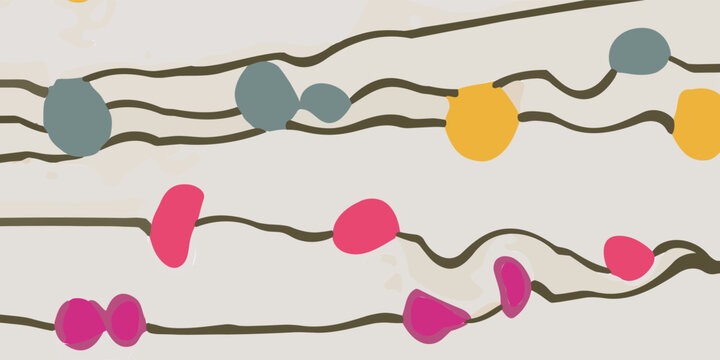Abstract Wavy Lines with Colorful Organic Shapes Pattern.