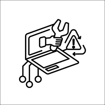 Network code software bug fixing error patch resolution loop animation Minimalist light style. System debugging, security patch update, and technical glitch maintenance element.