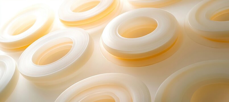Abstract Top Down View of Fresh Leek Rings Arranged in a Pattern for Food Styling or Backgrounds