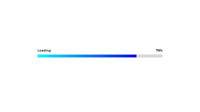 Minimal blue digital loading progress bar animation from 0 to 100