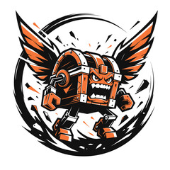 Angry Treasure Chest with Wings and Sharp Teeth. © biang