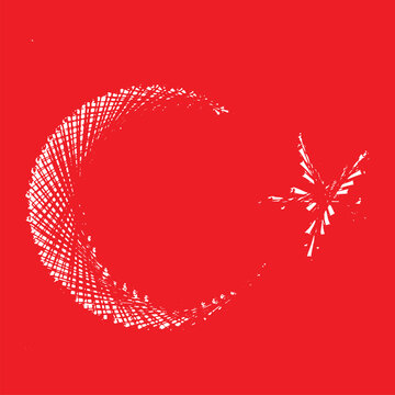 Turkish flag, national flag of T&uuml;rkiye, Turkish flag in red and white with crescent moon and star. Vector illustration.