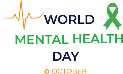 Fototapeta premium World mental health day october 10 concept with awareness ribbon and vitality line, awareness