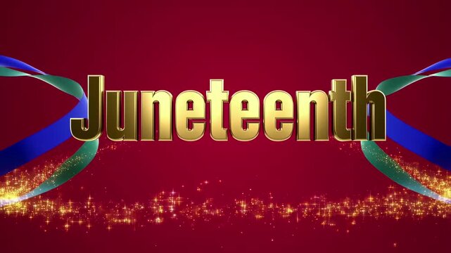 Vibrant juneteenth celebration banner with colorful ribbons and shimmering gold accents honoring emancipation
