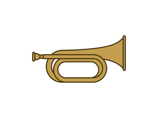 Fototapeta premium The illustration shows a shiny trumpet on a plain background.