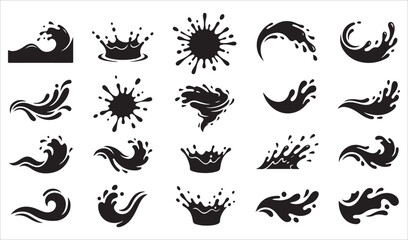 Obraz premium Ink Splash Crown Vector Collection and Set of black liquid drips and ink splashes isolated on a white background. Vector illustration