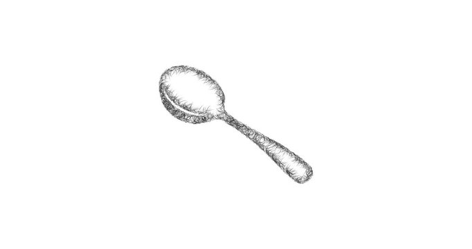 Sketch soup spoon icon animation - smooth progressive reveal
