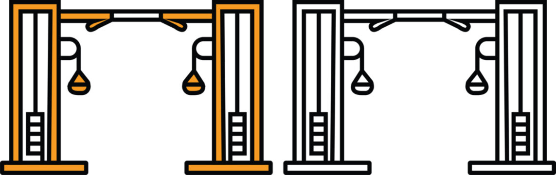 Detailed fitness cable crossover machine vector graphic design set isolated on transparent background