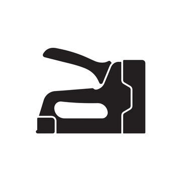 Black silhouette icon of a heavy duty manual staple gun for home repair or construction work isolated.