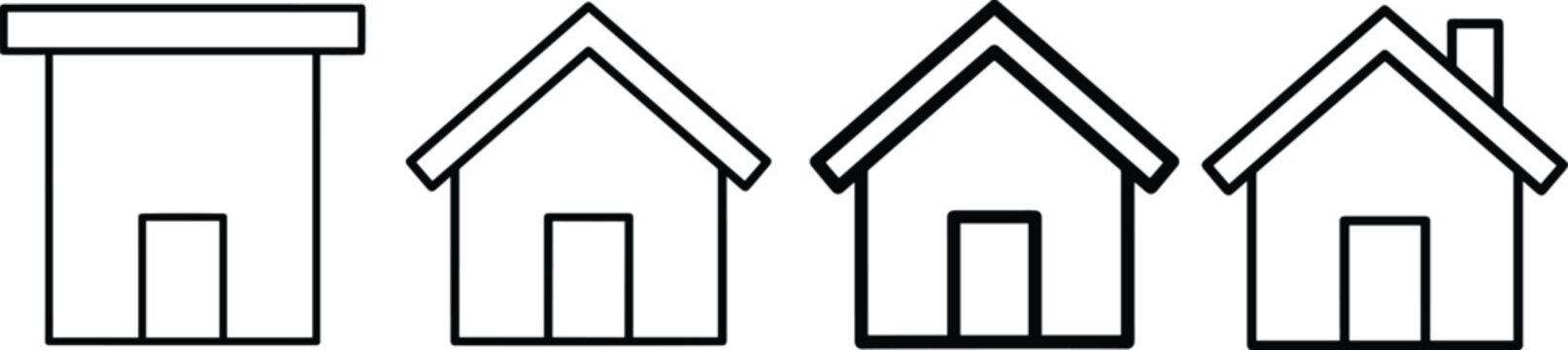 Set of simple house and home line icons isolated on white background