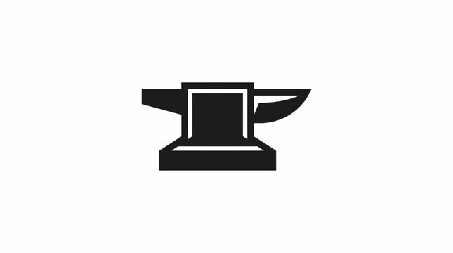 Minimalist black icon of an anvil on a white background