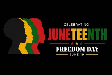 Celebrating Juneteenth freedom day banner with black women profiles © UttamChandra