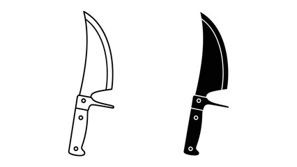 Knife Silhouette and Outline: A striking graphic resource showcasing two distinct representations of a knife: one as a crisp black silhouette and the other as a clean line art outline. © mstmahmuda