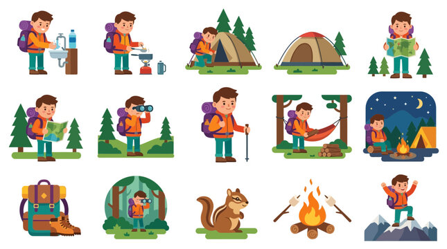 Boy Camping Adventure: Activities, Nature, Exploration, and Outdoor Fun Set