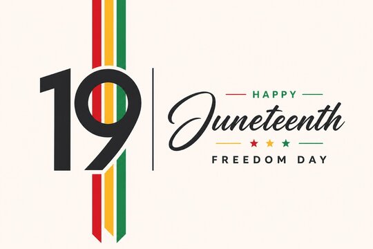 Elegant number 19 with Happy Juneteenth freedom day typography