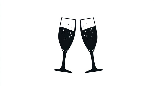Two champagne flutes, celebratory toast, simple graphic