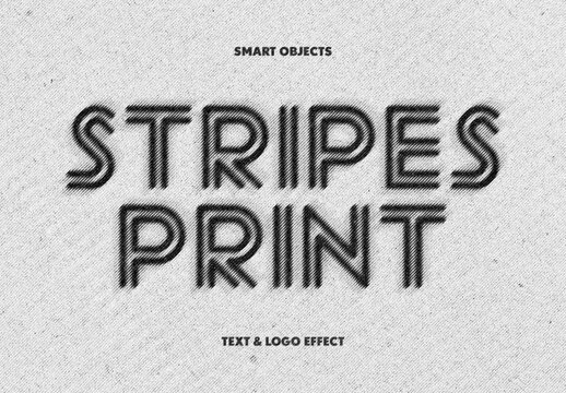 Stripes Print Text Effect For Poster And Print Design
