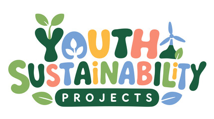 Naklejka premium Youth Sustainability Projects Logo With Colorful Typography.
