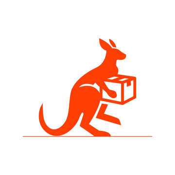Fast Kangaroo Delivery Logo Design Express Shipping Courier Vector Icon