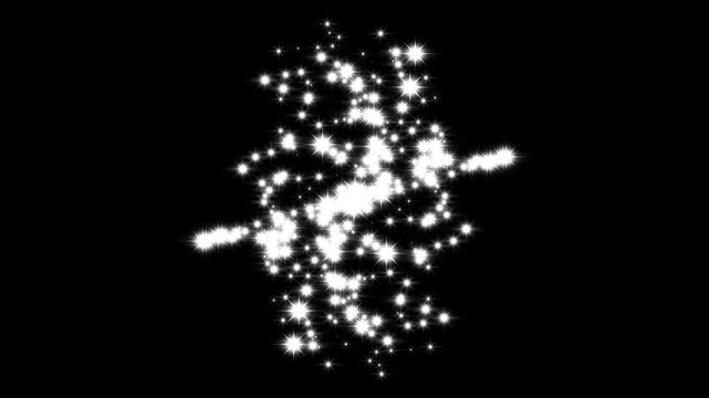 Fairy dust wand glitter trail animation with sparkling star line 2d animation, magic line dust pixie dust path and glittering star line effect, shining sparkle motion on black screen,4k video