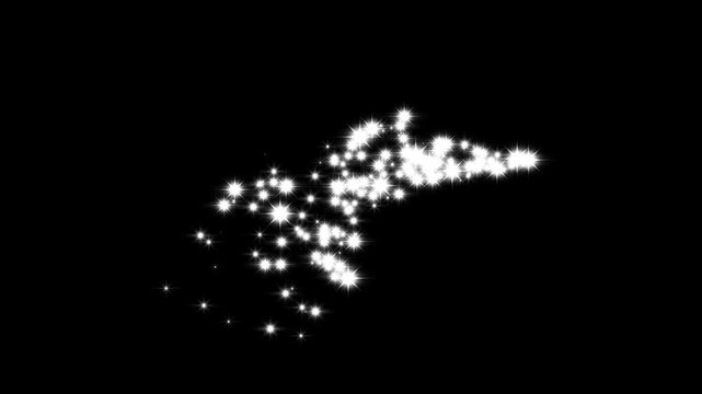 Twinkle stars line glitter sparkle, luxury white glitter sparkle featuring twinkling particles, flat vector doodles, particle glitter effect on black screen, sparkling glitter stars shine, 4k video