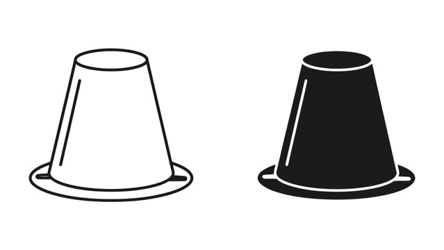 Two Concrete Test Molds: A clean, simple illustration featuring two truncated cone-shaped molds with a flat base, one in black and one outlined in white, commonly used for testing concrete strength.