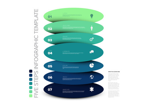Modern Seven Step Oval Infographic Template with Gradient Blue and Green Colors