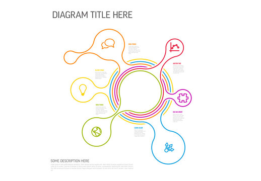 Colorful Circular Thin Line Process Infographic Diagram Template with Icons