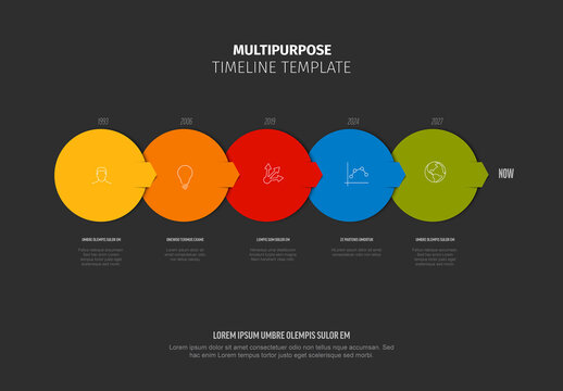 Business Multipurpose Timeline Infographic Template With Five Colorful Steps