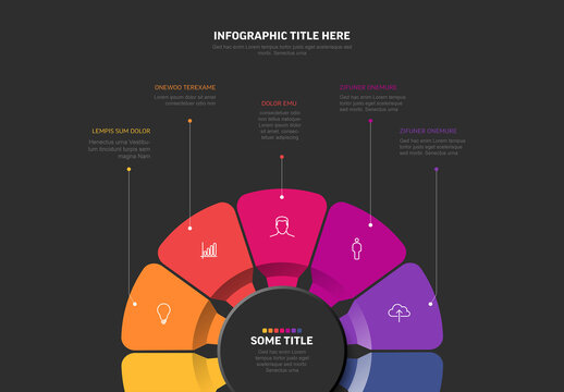 Semicircle Infographic Template with Icons on Dark Background