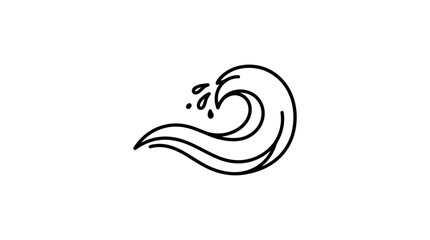 Obraz premium Minimalist Ocean Wave Line Art Icon with Splashing Water