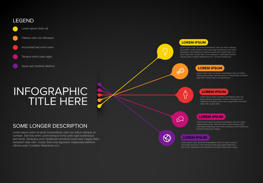 Modern Business Infographic Template with Five Colorful Data Points