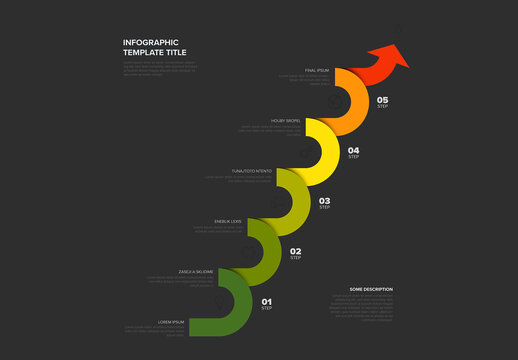Business Infographic Template With Five Sequential Steps and Upward Arrow