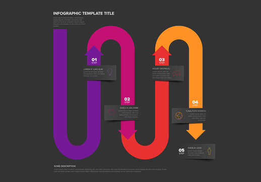 Colorful Infographic Path Template with Five Steps