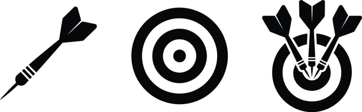 Dartboard and darts icon set target practice game vector illustration