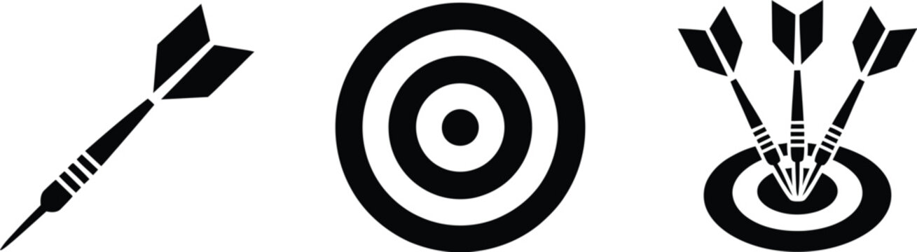 Dartboard and darts icon set target practice game vector illustration