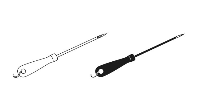 Ice Pick Icons: Two stylized representations of an ice pick, one in outline and the other in silhouette, depicting a pointed tool with a handle.