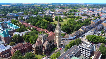 Obraz premium Our Lady & English Martyrs Cambridge Aerial View