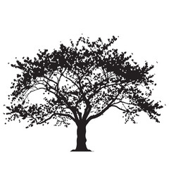 Fototapeta premium Tree Silhouette Line Art Bold Outline Nature Forest Vector Illustration