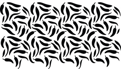 Fototapeta premium Seamless Pattern of Chili Pepper Silhouettes for Spicy Food, Mexican Cuisine, Culinary, Restaurant Menu, and Kitchen Wallpaper Vector Graphic Design Backgrounds