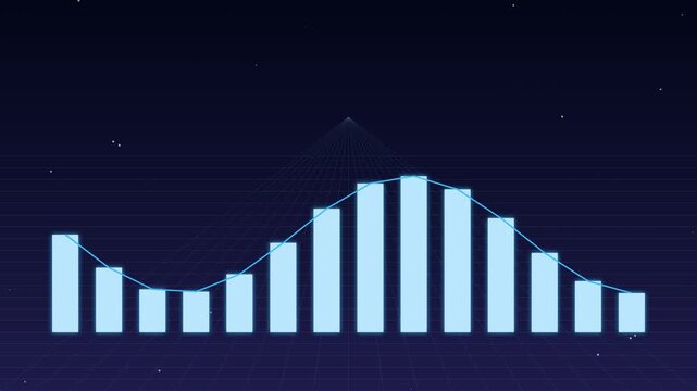 Animated Digital Bar Graph Showing Fluctuating Data Trends.