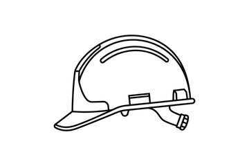 Fototapeta premium Line art illustration of a white construction hard hat safety helmet.