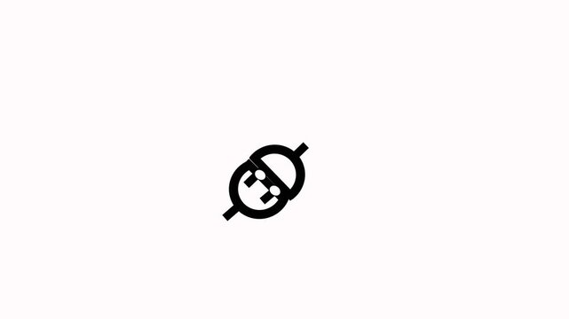 Unplugged Power Plug Icon Animation on White Background Power Plug Disconnect Icon Animation in 4K HD Video,