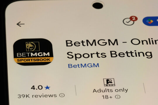 Shanghai,China-July 1st 2026: BetMGM app icon and brand logo
