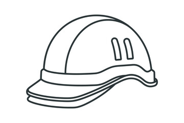 Fototapeta premium Simple Line Drawing of a Hard Hat Safety Helmet.