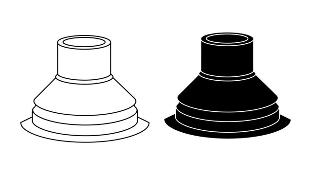 Two rubber suction cup or venturi vacuum generator icons in black and white style, isolated on white background.