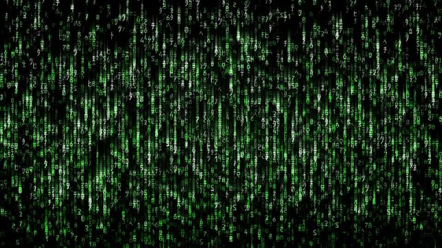 AI & Artificial Intelligence Japanese Text Digital Rain Animation - Matrix-Style Falling Cyber Code Background for Tech, AI Projects & Commercial Use	