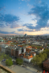 Obraz premium Panorama of Antwerp Belgium. City and sunset sky clouds