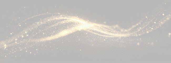Transparent png with elegant gold and white glowing glitter wave swirl forming bright light stream overlay effect on transparent background for decorative sparkle and fantasy trails fire trail glow © Sergey
